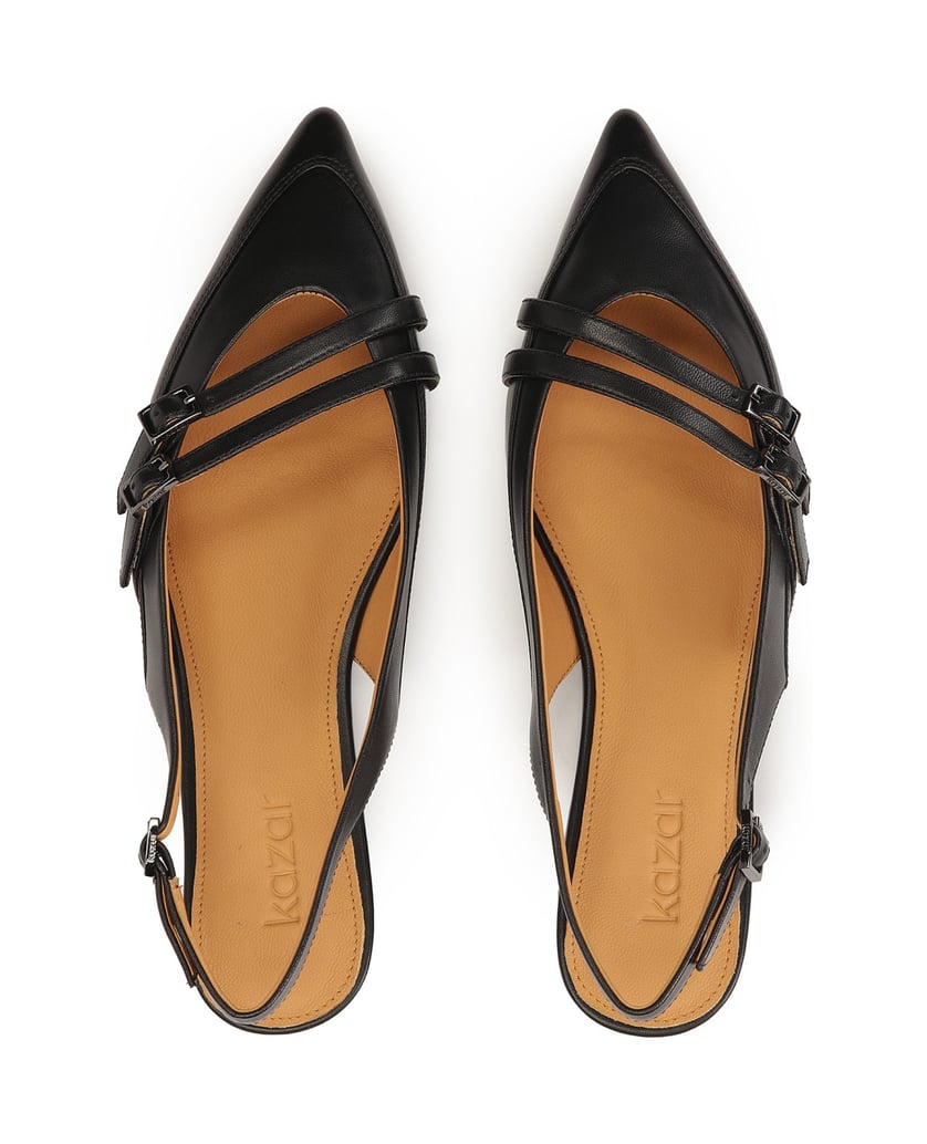 Kazar-Flache-Slingback-Pumps-aus-schwarzem-Leder-schwarz