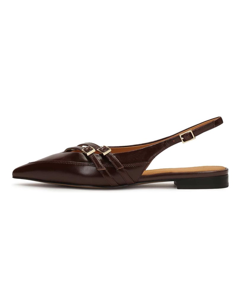 Kazar-Slingback-Pumps-auf-flacher-Sohle-braun