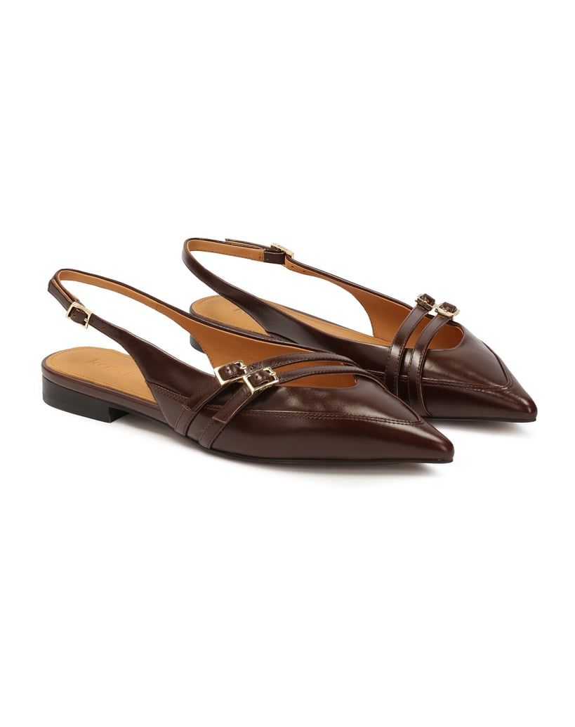 Kazar-Slingback-Pumps-auf-flacher-Sohle-braun