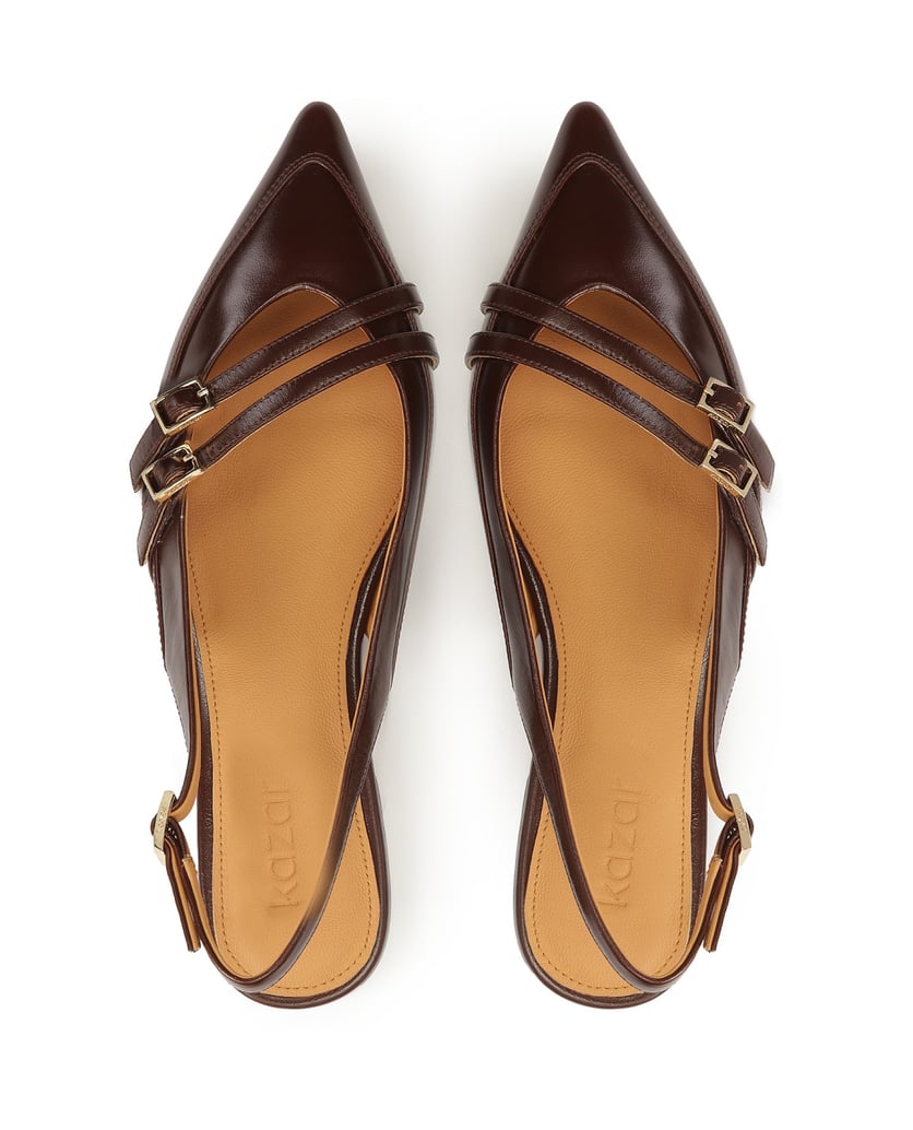 Kazar-Slingback-Pumps-auf-flacher-Sohle-braun