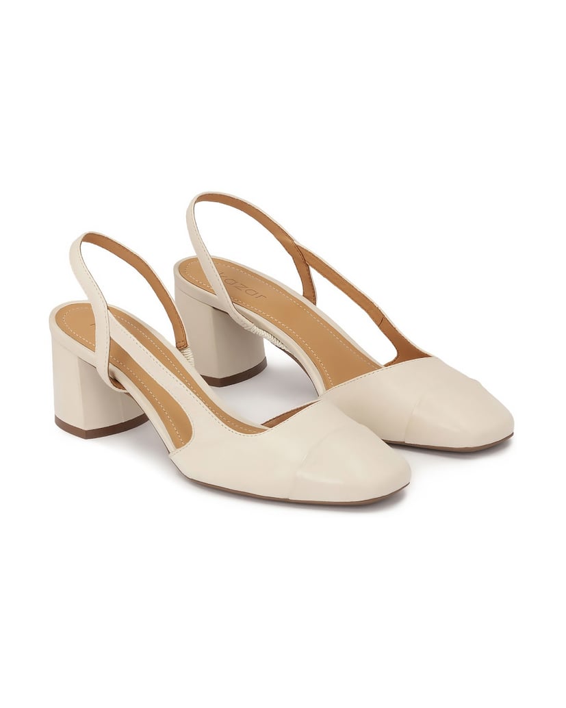 Kazar-Cremefarbene-Pumps-mit-ausgeschnittenem-Schaft-weiss