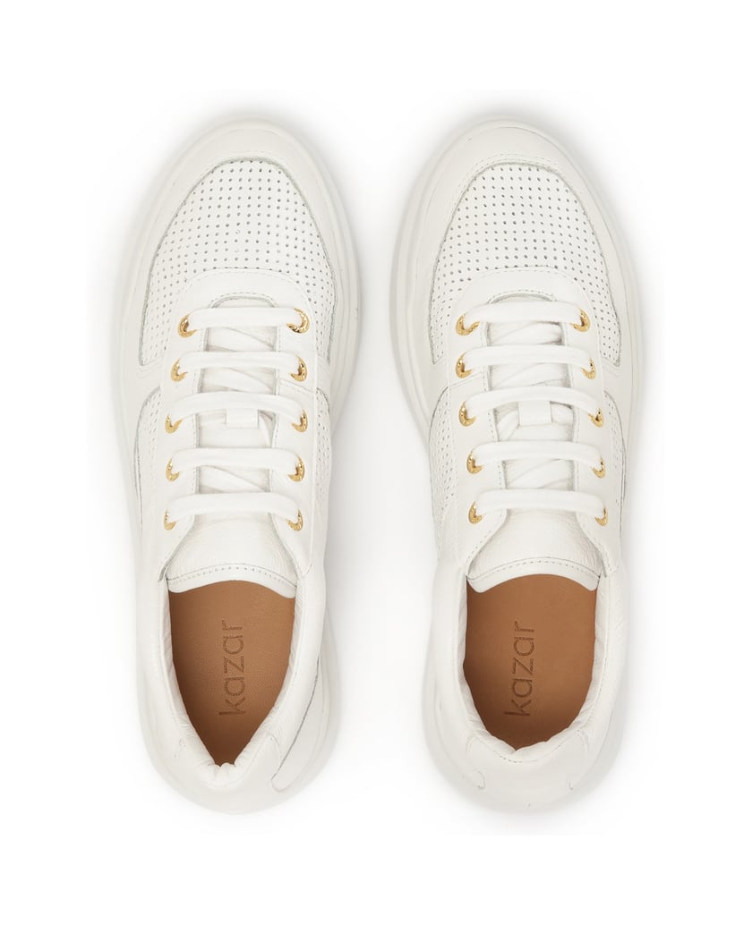 Kazar-Perforierte-Turnschuhe-aus-weißem-Leder-weiss