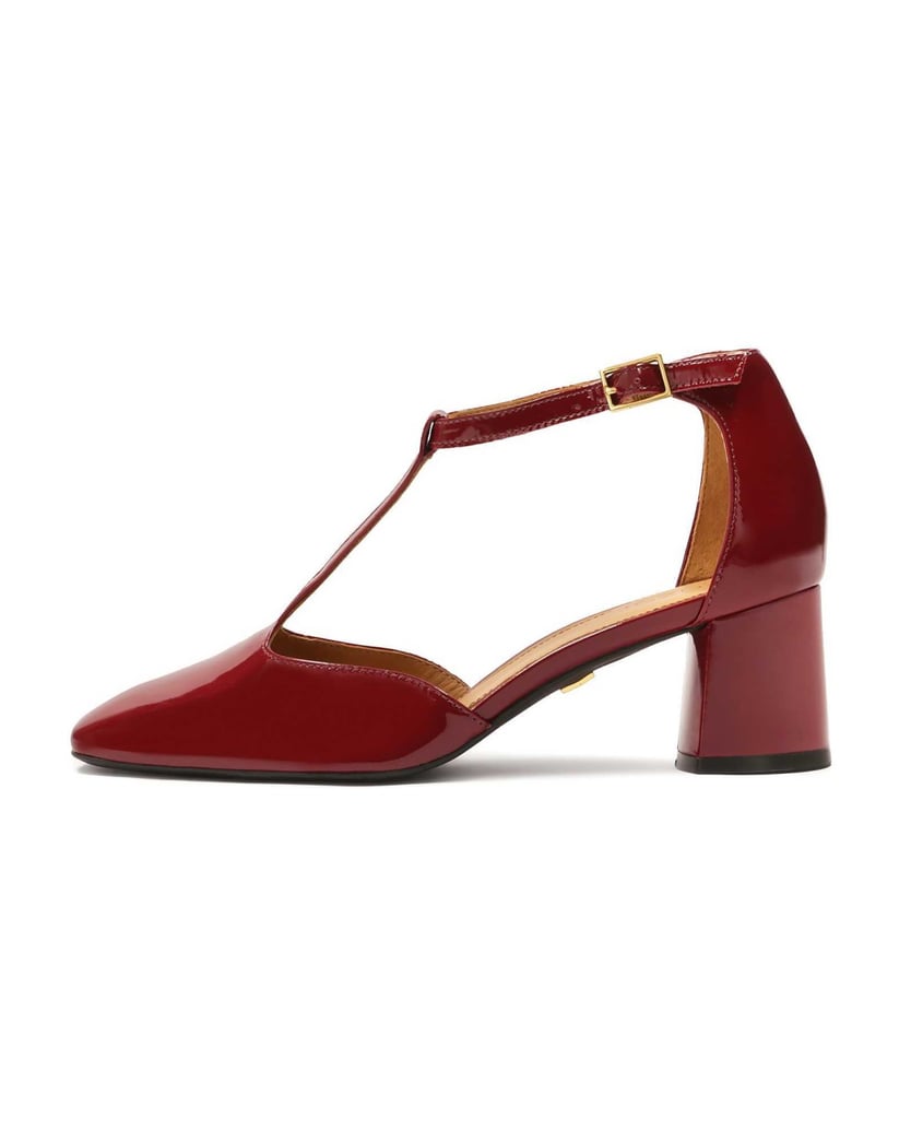 Kazar-Kastanienbraune-Pumps-mit-halboffenem-Schaft-aus-Lackleder-rot