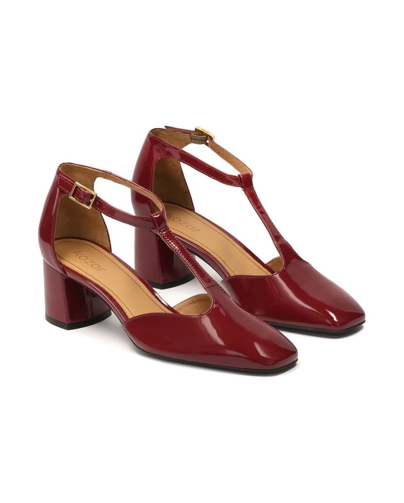 Kazar-Kastanienbraune-Pumps-mit-halboffenem-Schaft-aus-Lackleder-rot