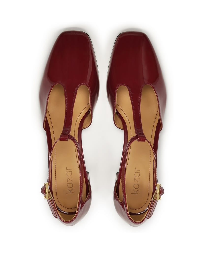 Kazar-Kastanienbraune-Pumps-mit-halboffenem-Schaft-aus-Lackleder-rot