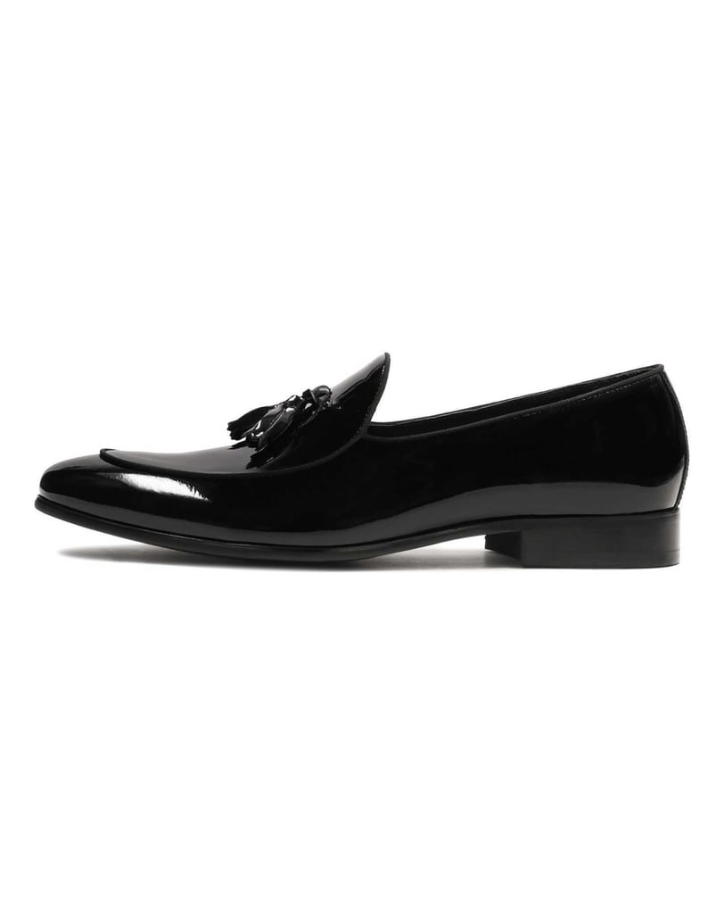 Kazar-Schwarze-Lack-Slipper-mit-Quasten-schwarz