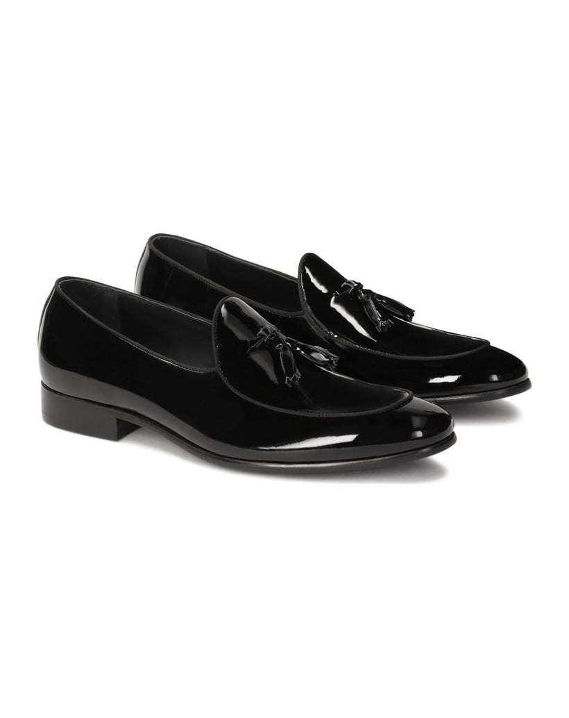 Kazar-Schwarze-Lack-Slipper-mit-Quasten-schwarz