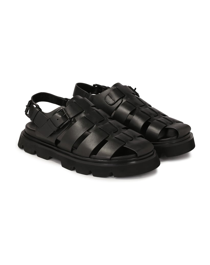 Kazar-Schwarze-Ledersandalen-mit-überzogenen-Zehen-schwarz