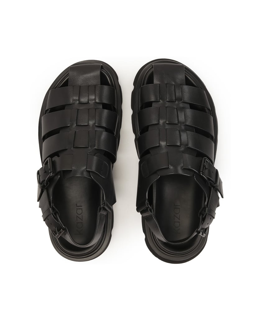 Kazar-Schwarze-Ledersandalen-mit-überzogenen-Zehen-schwarz