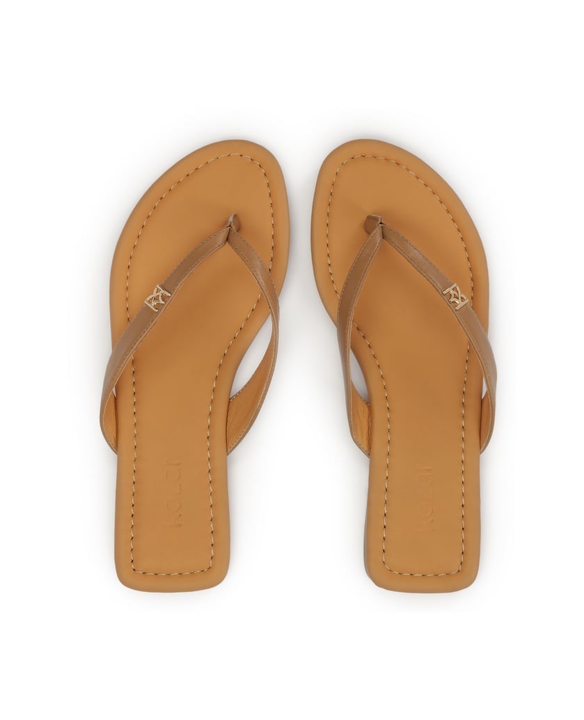 Kazar-Braune-flache-Flip-Flops-camel