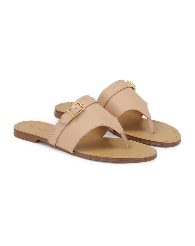 Kazar-Flache-Flip-Flops-aus-Leder-pink