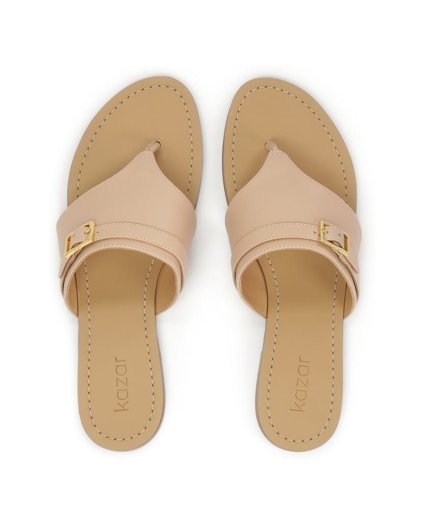 Kazar-Flache-Flip-Flops-aus-Leder-pink