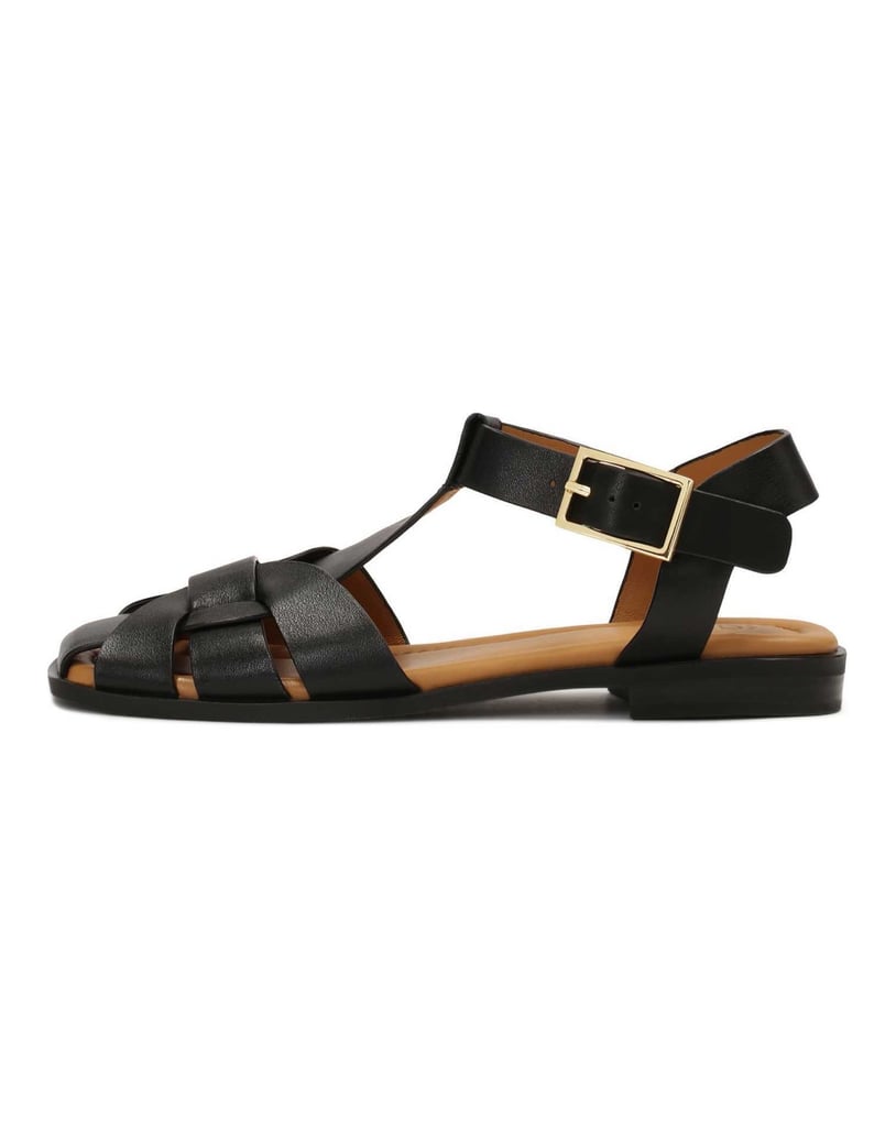 Kazar-Schwarze-Ledersandalen-mit-integrierter-Front-schwarz