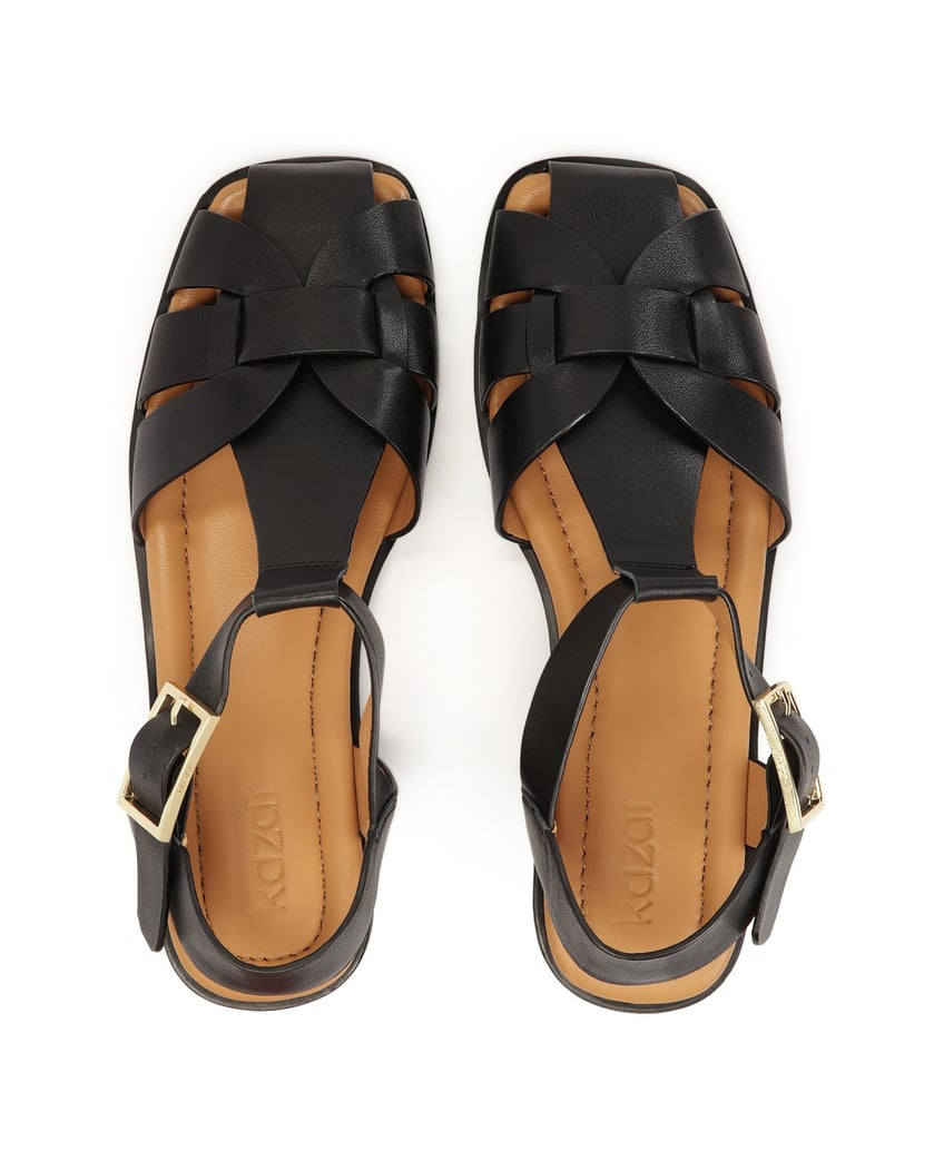Kazar-Schwarze-Ledersandalen-mit-integrierter-Front-schwarz