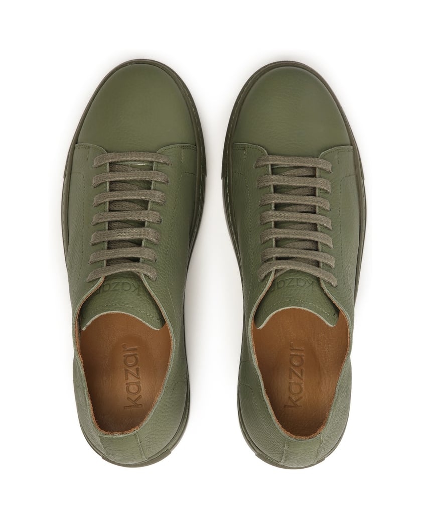 Kazar-Schnürsenkel-Sneaker-aus-natürlichem-Leder-oliv