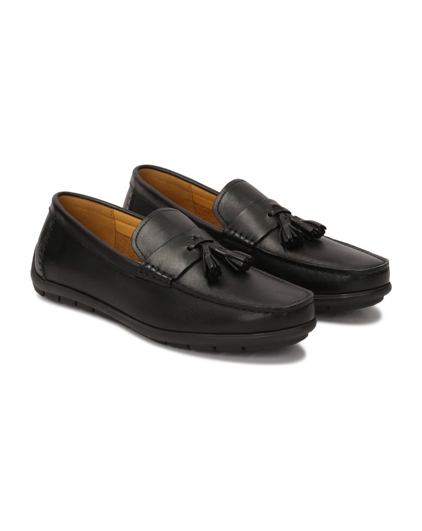 Kazar-Schwarze-Leder-Mokassins-mit-Quasten-schwarz