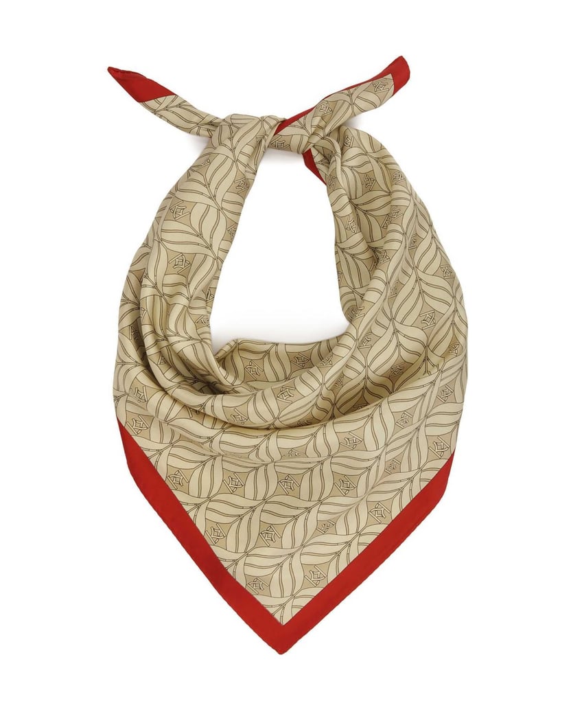 Kazar-Beigefarbener-Seidenschal-mit-rotem-Akzent-beige