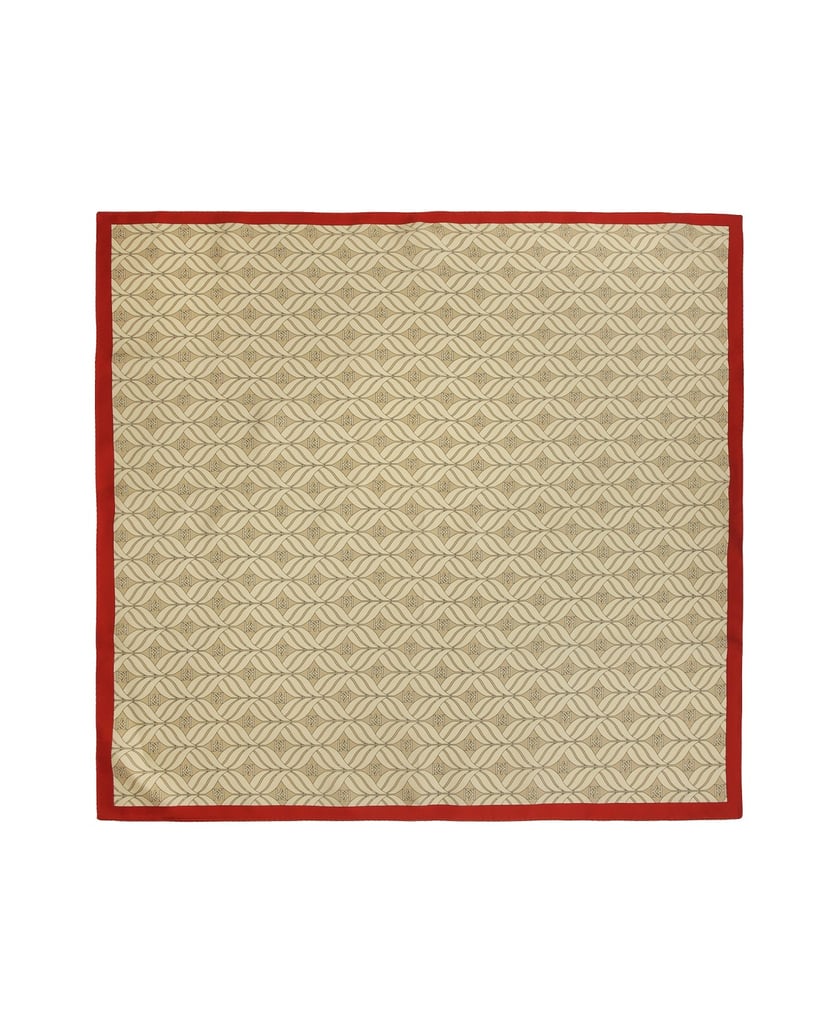Kazar-Beigefarbener-Seidenschal-mit-rotem-Akzent-beige