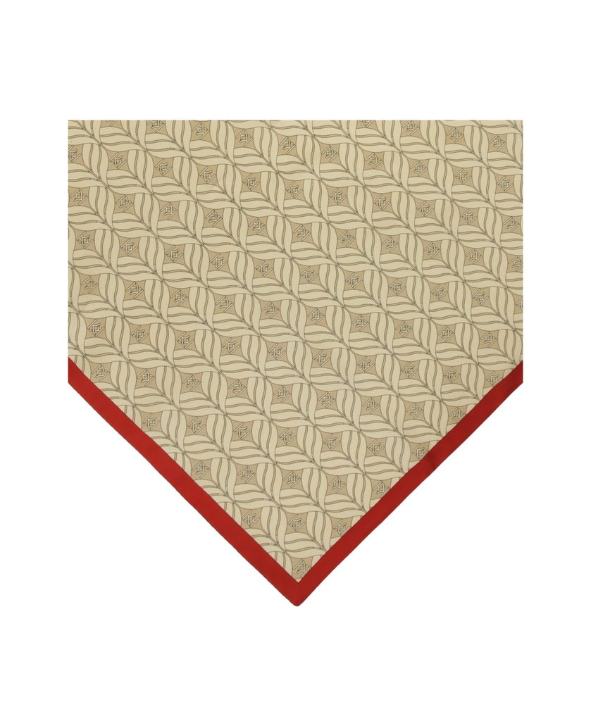 Kazar-Beigefarbener-Seidenschal-mit-rotem-Akzent-beige