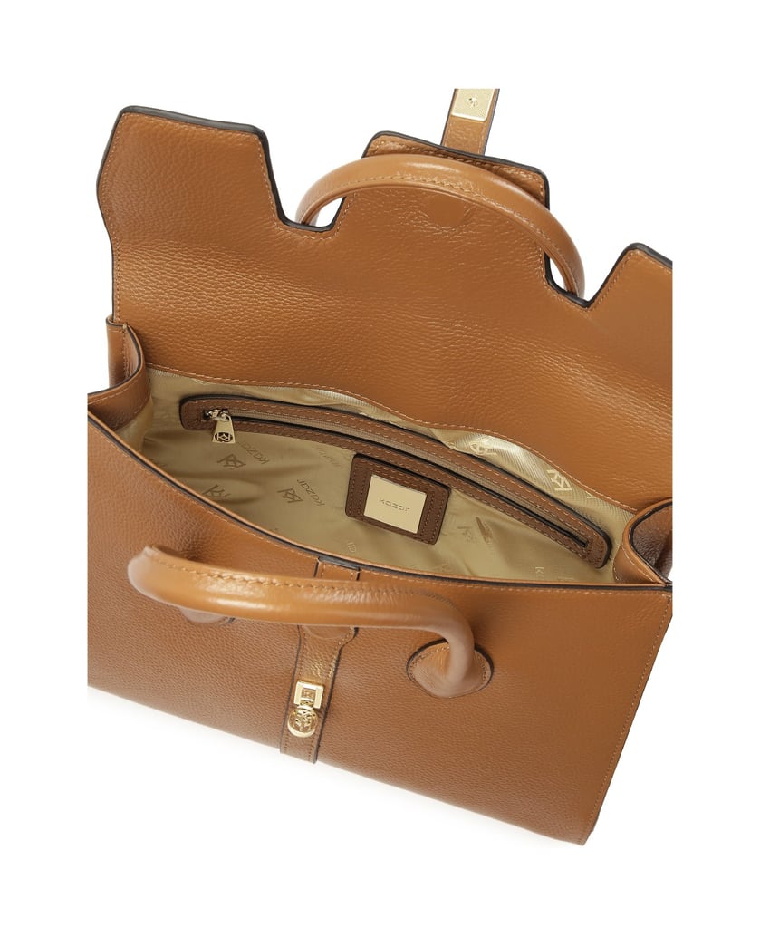 Kazar-Lederhandtasche-mit-feiner-Klappe-und-Schließe-camel