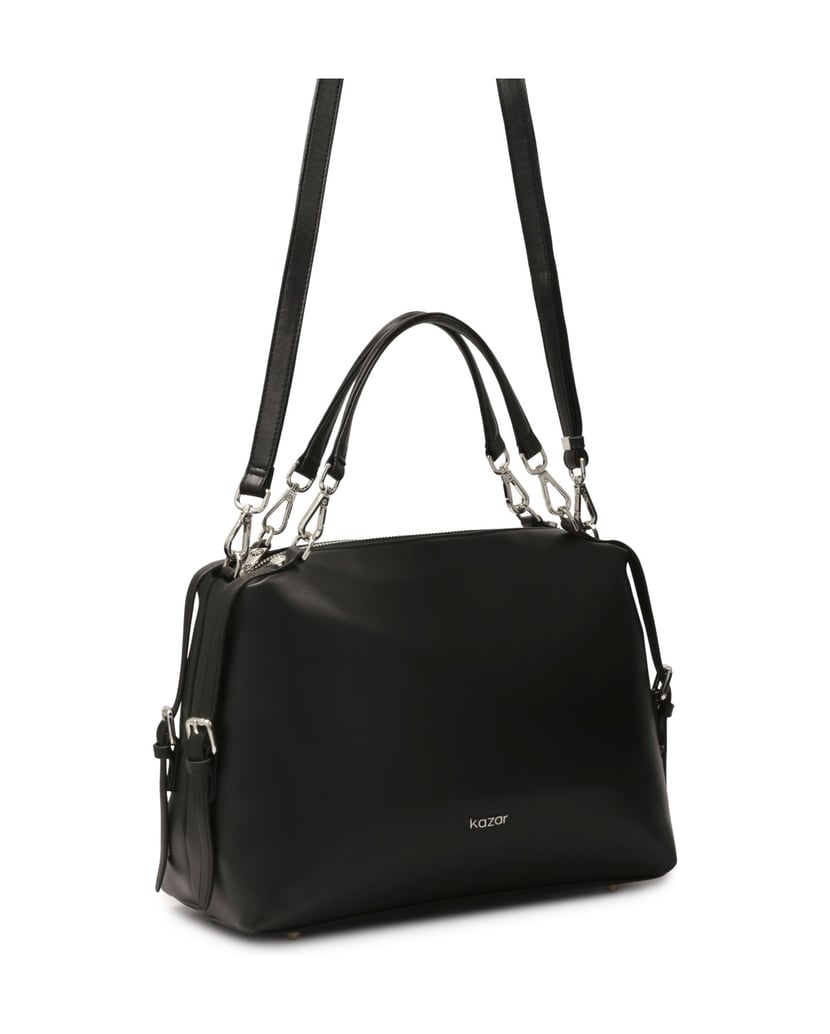 Kazar-Lässige,-geräumige-Handtasche-aus-weichem-Leder-schwarz