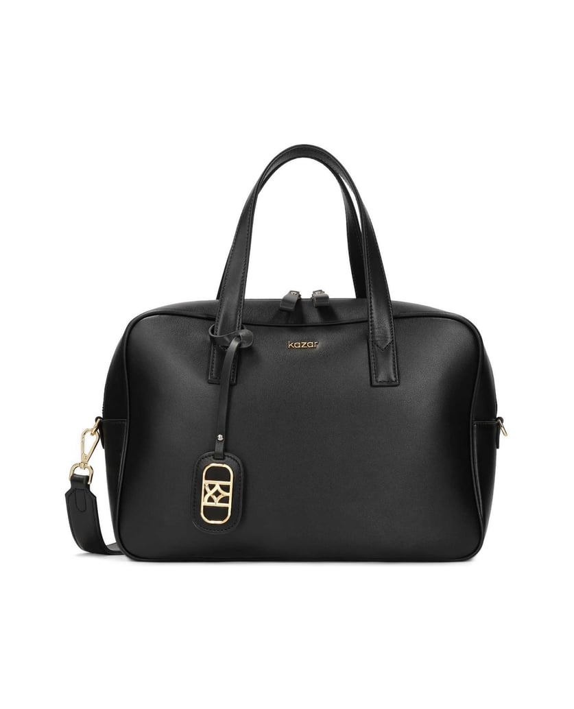 Kazar-Lederhandtasche-mit-geometrischer-Form-schwarz