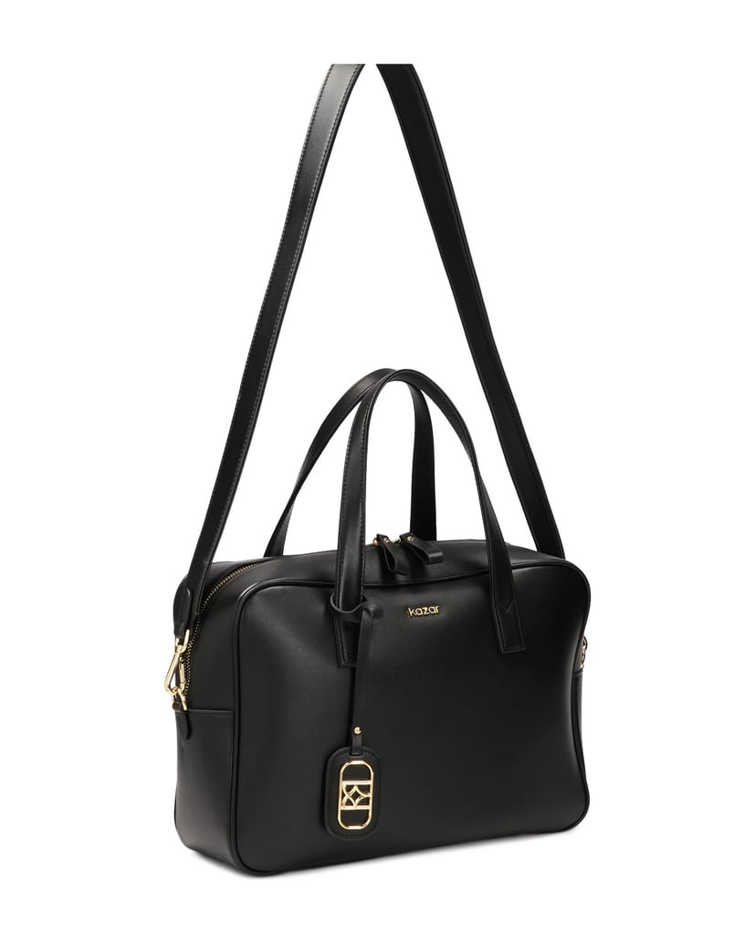 Kazar-Lederhandtasche-mit-geometrischer-Form-schwarz
