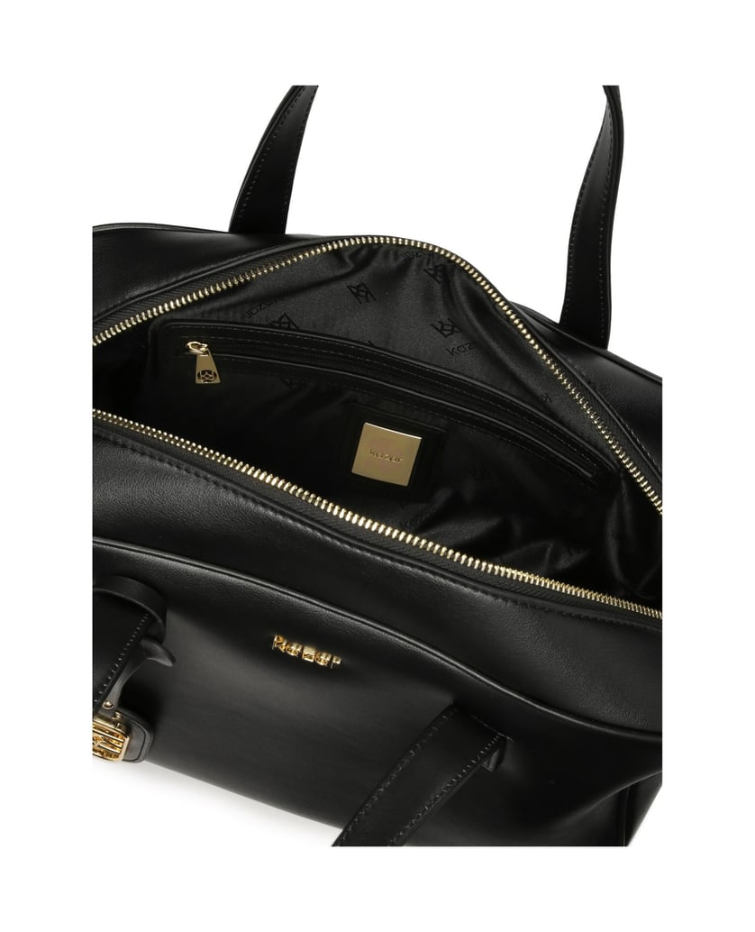 Kazar-Lederhandtasche-mit-geometrischer-Form-schwarz
