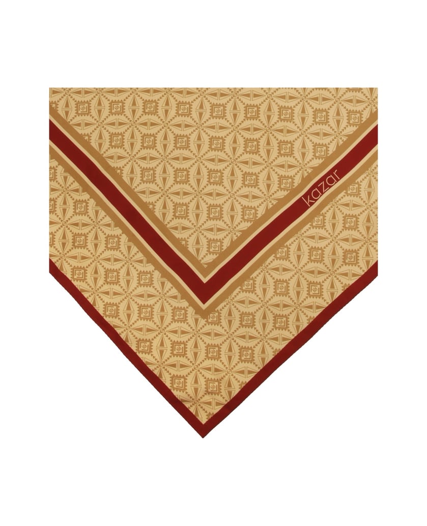 Kazar-Beigefarbener-Seidenschal-mit-Autorenmuster-beige