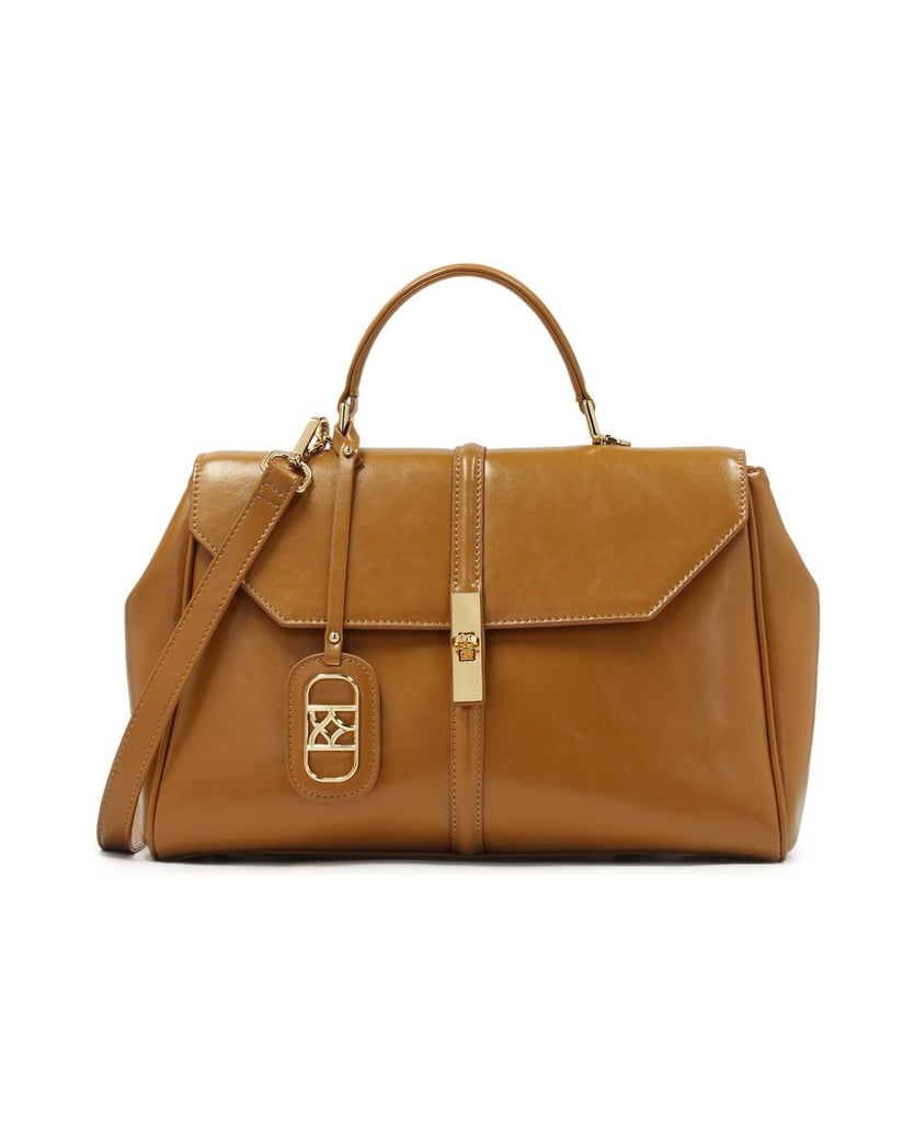 Kazar-Braune-Lederhandtasche-mit-eleganter-Schließe-camel