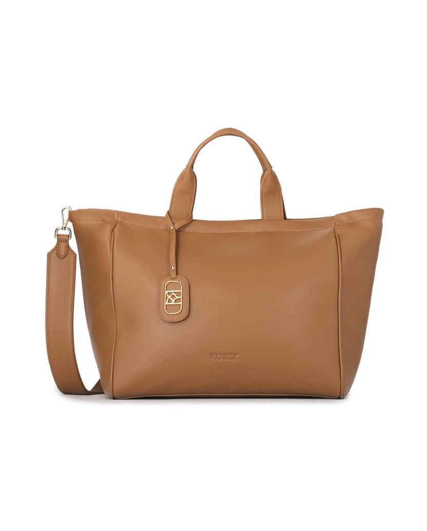 Kazar-Braune-Lederhandtasche-mit-Schlüsselring-camel
