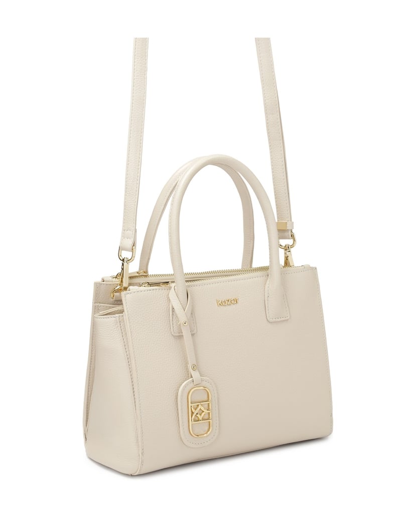 Kazar-Elegante-Lederhandtasche-mit-Griffen-weiss