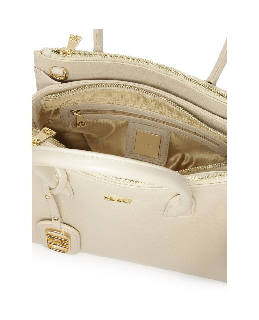 Kazar-Elegante-Lederhandtasche-mit-Griffen-weiss