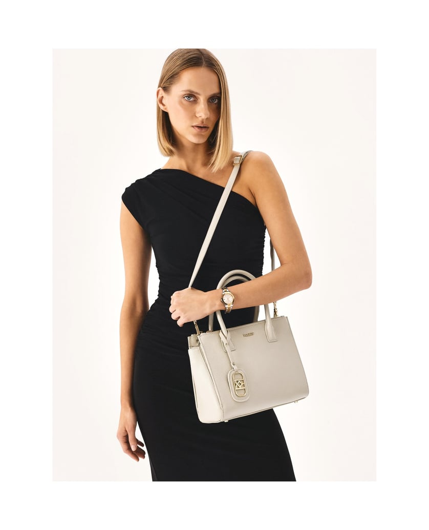 Kazar-Elegante-Lederhandtasche-mit-Griffen-weiss
