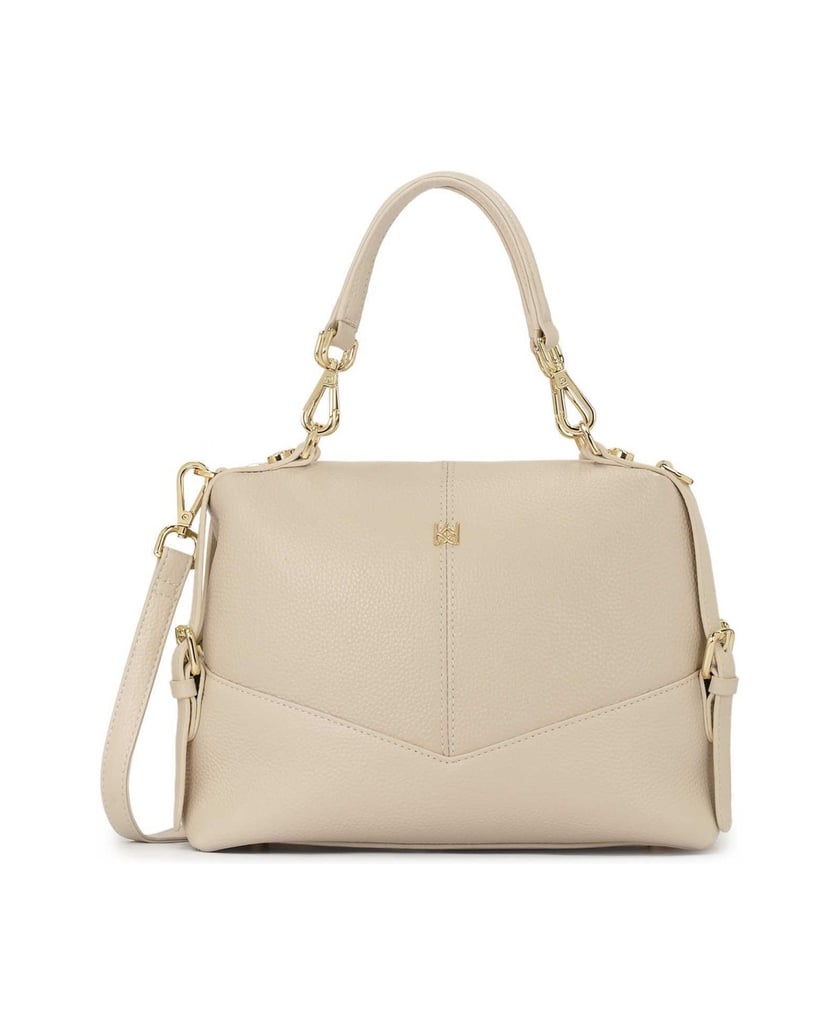 Kazar-Helle-Lederhandtasche-mit-abnehmbaren-Griffen-weiss