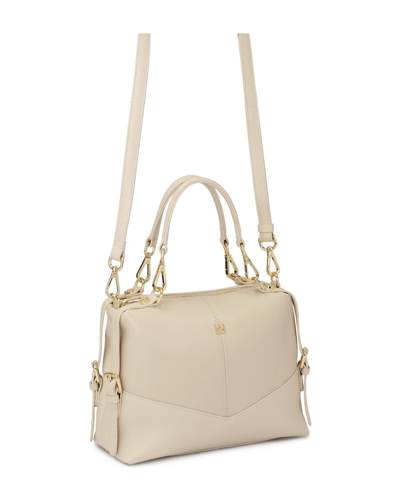 Kazar-Helle-Lederhandtasche-mit-abnehmbaren-Griffen-weiss