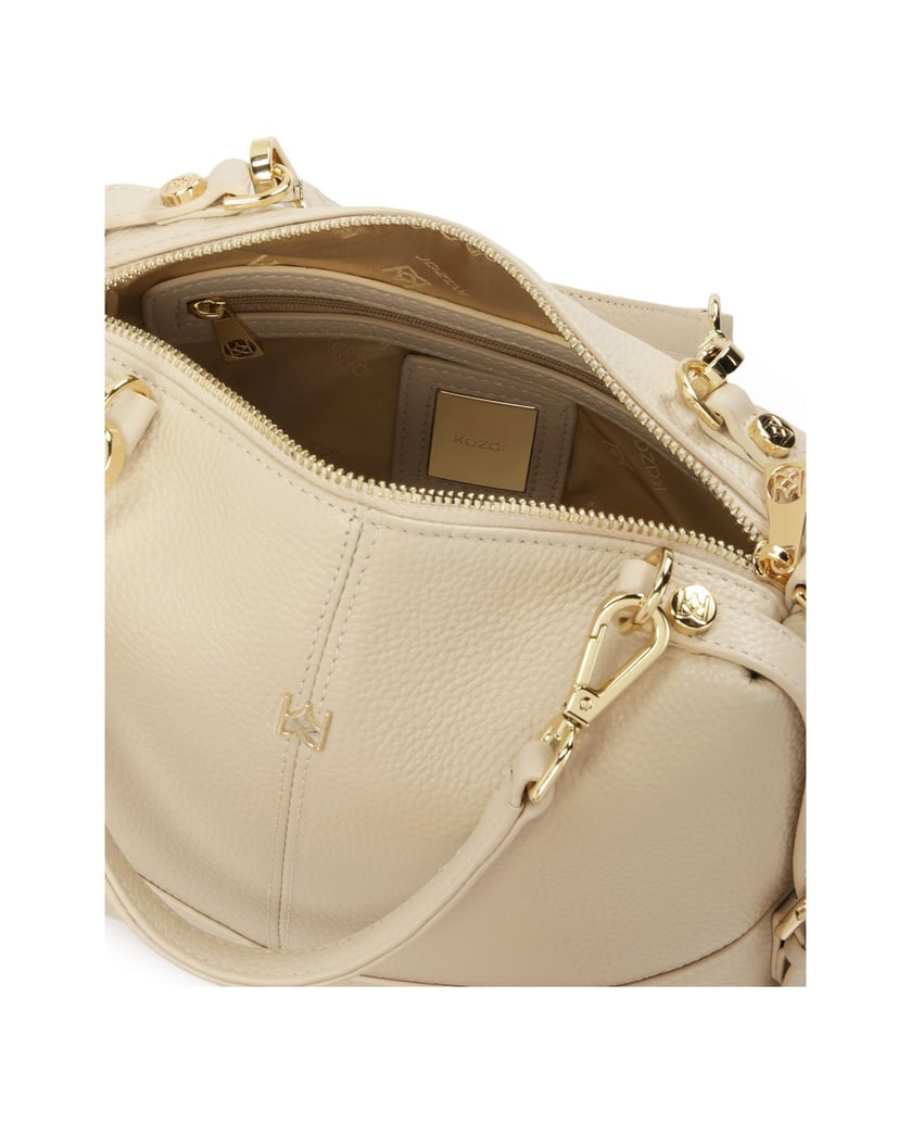 Kazar-Helle-Lederhandtasche-mit-abnehmbaren-Griffen-weiss