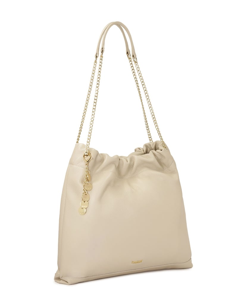 Kazar-Cremefarbene-Tasche-mit-Ketten-weiss