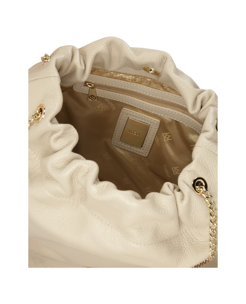 Kazar-Cremefarbene-Tasche-mit-Ketten-weiss