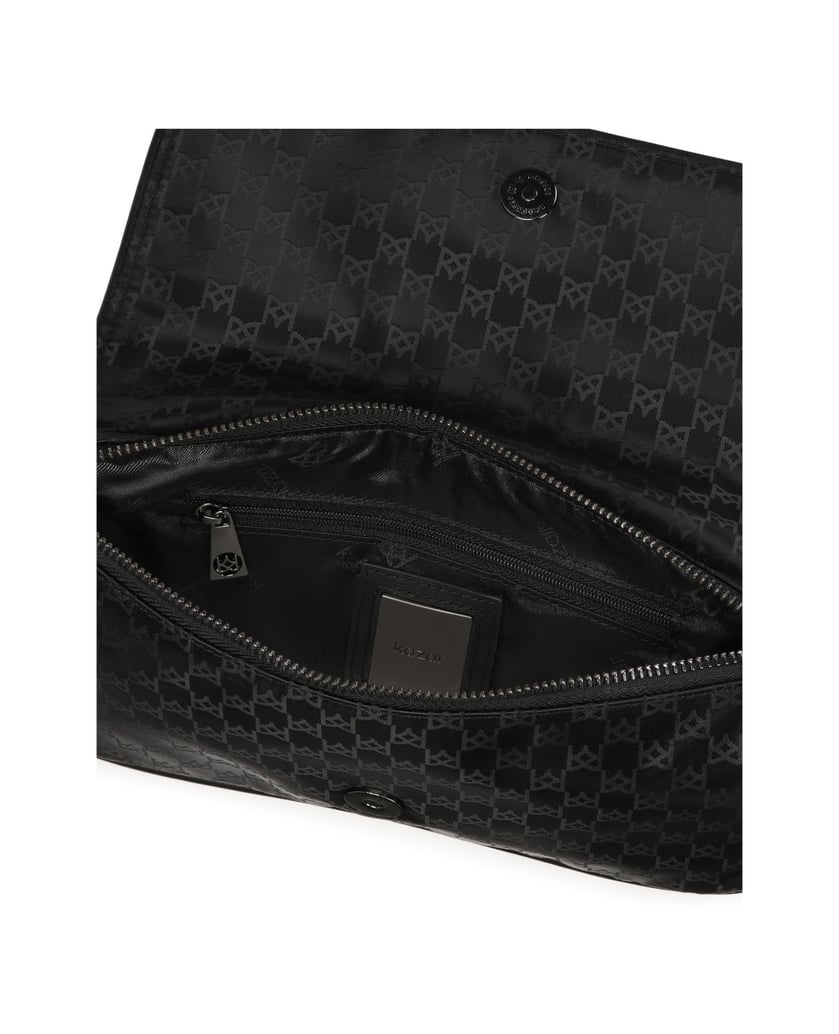 Kazar-Kleine-Posttasche-aus-Textil-mit-Monogrammen-schwarz