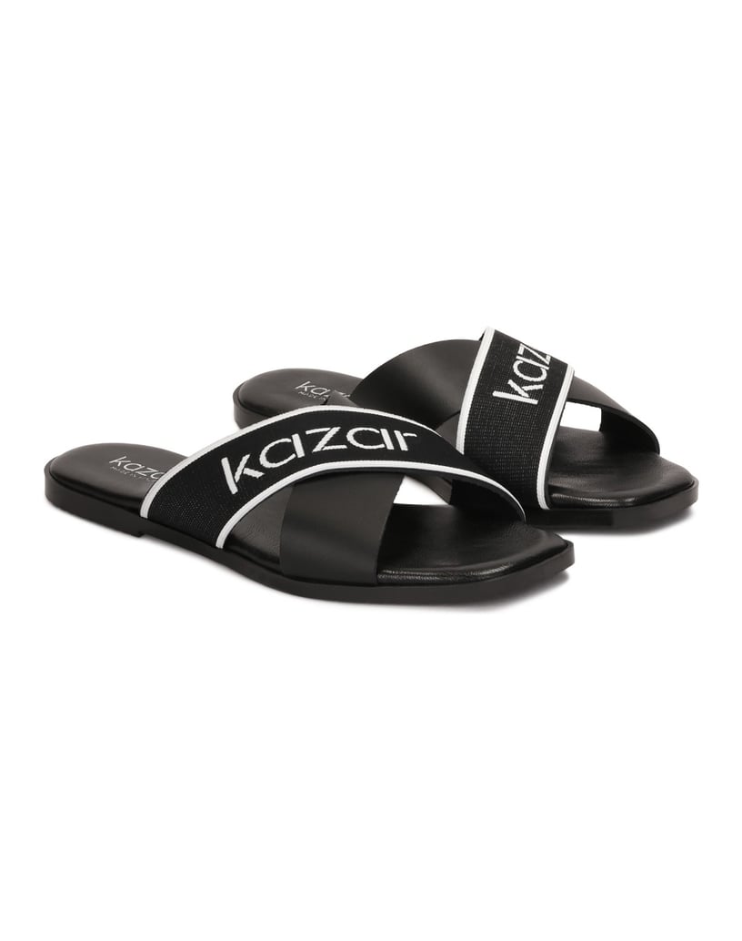 Kazar-Flache-Pantoletten-mit-verziertem-Riemen-schwarz