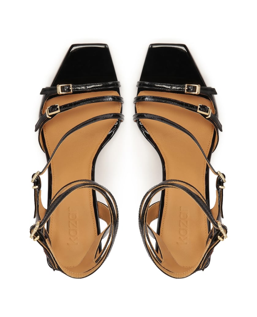 Kazar-Schwarze-Riemchensandalen-aus-Lackleder-schwarz