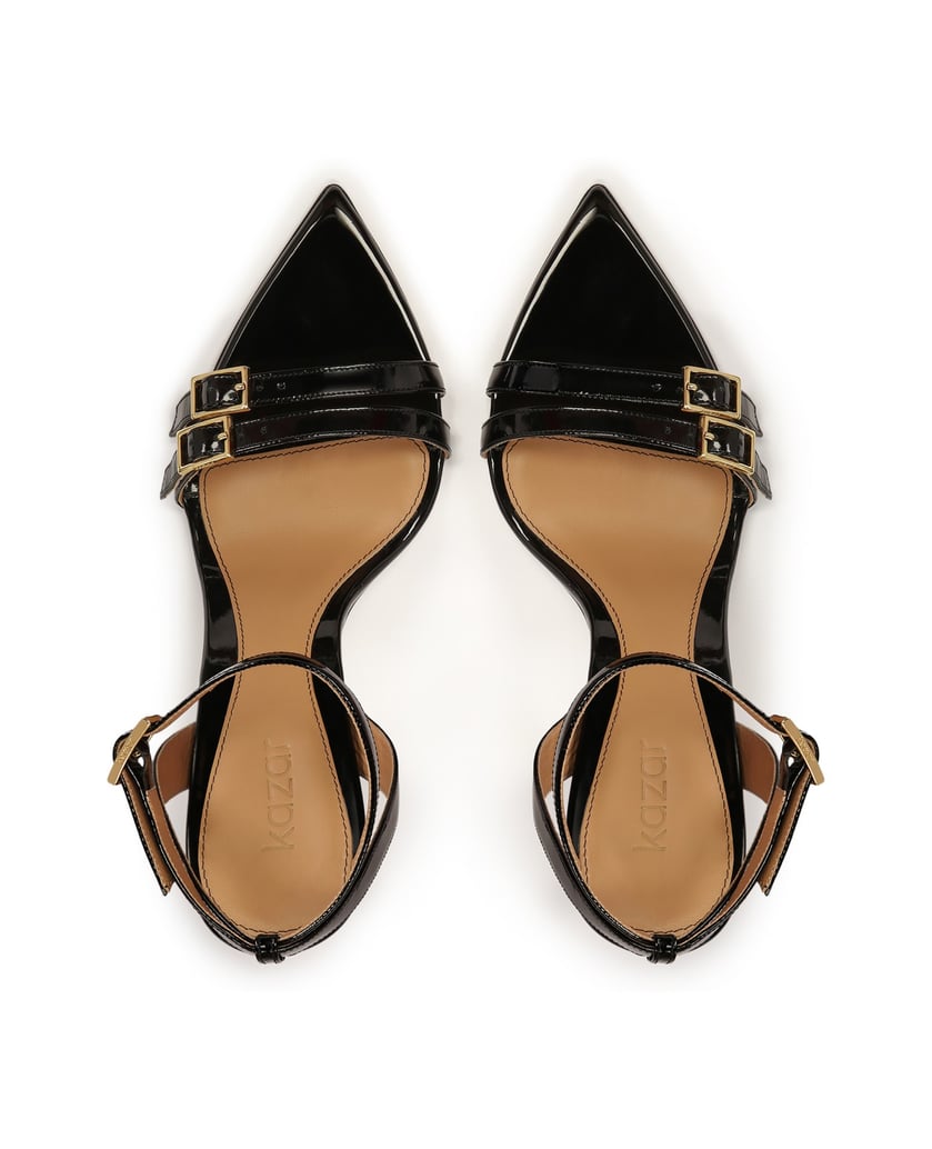 Kazar-Sandalen-aus-Lackleder-mit-schmalen-Riemen-schwarz