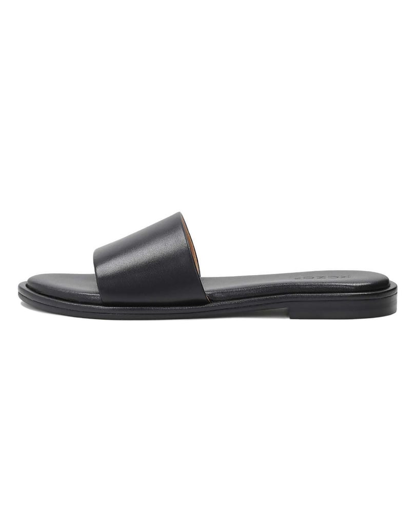 Kazar-Schwarze-Leder-Slides-auf-flacher-Sohle-schwarz