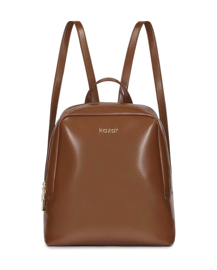 Kazar-Minimalistischer-brauner-Rucksack-mit-goldener-Hardware-braun