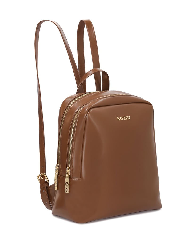 Kazar-Minimalistischer-brauner-Rucksack-mit-goldener-Hardware-braun