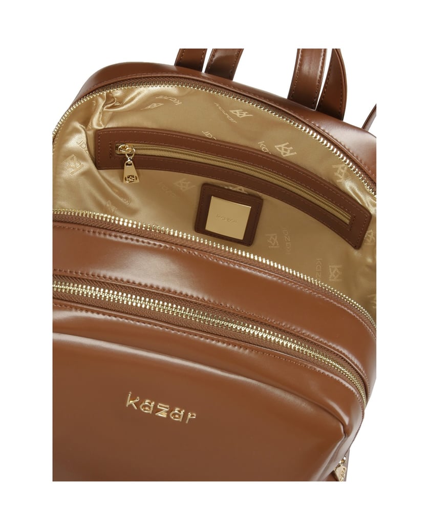 Kazar-Minimalistischer-brauner-Rucksack-mit-goldener-Hardware-braun