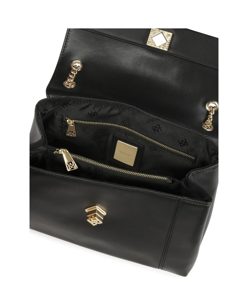 Kazar-Schwarze-Handtasche-mit-Drehverschluss-schwarz