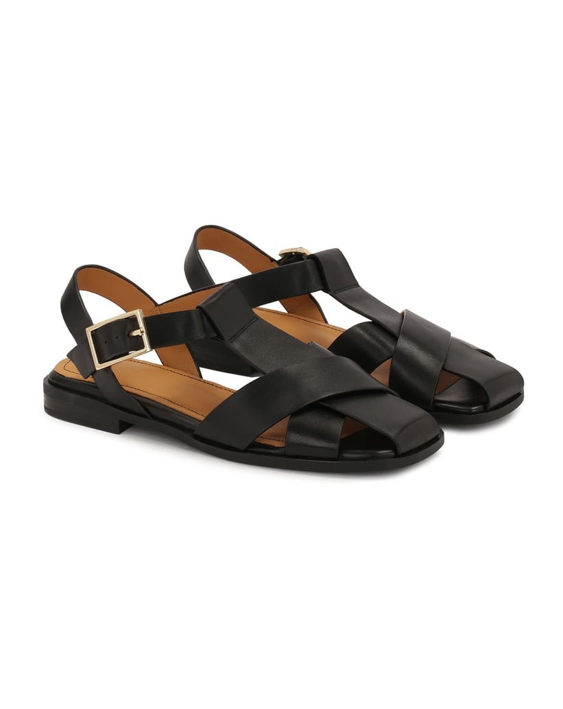 Kazar-Schwarze-Ledersandalen-mit-sich-kreuzenden-Riemen-schwarz