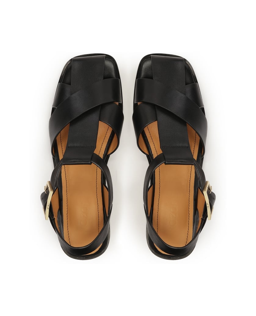 Kazar-Schwarze-Ledersandalen-mit-sich-kreuzenden-Riemen-schwarz